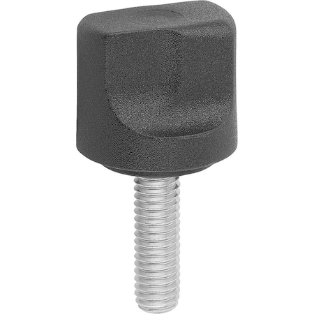 Grip Screw Size:2 D=M06X25 D1=20 H=18,5, Form:L Thermoplastic, Black Ral7021, Comp:Steel,